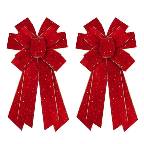 Hying Large Christmas Bows for Wreath,Glitter Red Velvet Wreath Bow Xmas Tree Topper Bows