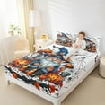thumbnail image 4 of jejeloiu Cartoon Gnome Queen Sheet Sets,Halloween Spooky Pumpkin Flat Sheet,Spider Webs Bats Queen Fitted Sheet For Boys Kids,Super Cozy Room Decorative,4pcs, 4 of 7