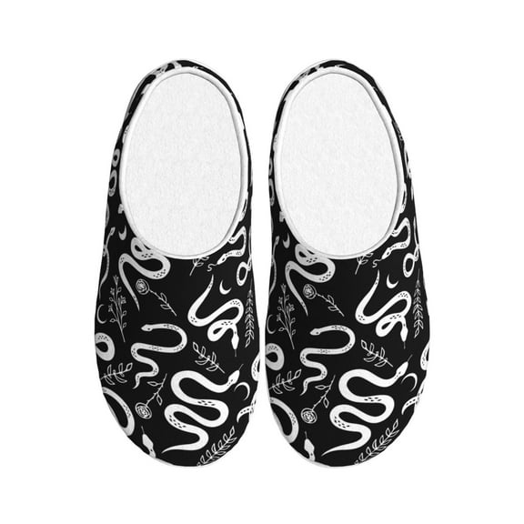 Kdxio Hand Drawn Snake Women's Men's Slippers Plush Slip-On House Slipper for Winter Indoor Soft Cushion Non-slip Fluffy Slides Slippers-35/36