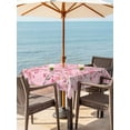 thumbnail image 3 of Outdoor Tablecloth with Umbrella Hole for Patio/Picnic/Party/Camping, Spring Peaches Waterproof Table Cloth Square Cover Washable, Botanical Blossom Flowers Branches (60"x 60"), 3 of 8