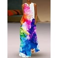 thumbnail image 5 of Summer Women Maxi Dress Bohemian Style Sleeveless Looser Long Dresses Female Clothing 3D Printed Colorful Reflective Beach Dress, 5 of 6