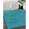 thumbnail image 3 of Ahgly Company Machine Washable Indoor Round Transitional Dark Cyan Green Area Rugs, 5' Round, 3 of 7