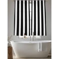 thumbnail image 4 of Black Striped Sheer Curtains 72 Inch Length 2 Panels Set, Modern Farmhouse Black and White Stripes Voile Window Treatment Rod Pocket Curtains Sheers Drapes for Bedroom/Living Room/Kitchen 52"x72"x2, 4 of 7
