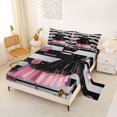 thumbnail image 2 of Castle Fairy Glamorous Sequin Tulle Dress Queen Sheets 4 Pieces,Sparkly Glitter Handbag Queen Sheet Sets,Black Pink Gold,1 Fitted Sheet, 1 Flat Sheet and 2 Pillowcases, 2 of 6