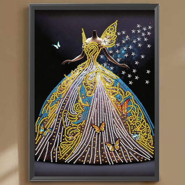 Cuadros Decorativos Kit de pintura de diamante con forma especial parcial de bricolaje 5D Decoración de vestido de novia(7) Wdftyju embutido en tela