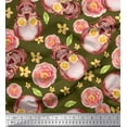 thumbnail image 1 of Soimoi Georgette Viscose Fabric Skull & Begonia Floral Print Fabric by The Yard 42 Inch Wide, 1 of 3