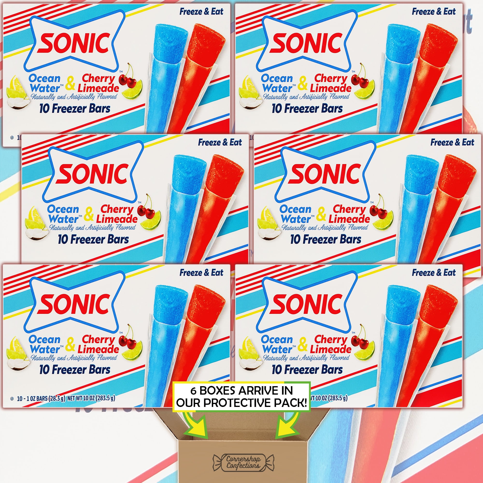 Sonic Freezer Pops 60 Count Bulk Pack, Ocean Water and Cherry