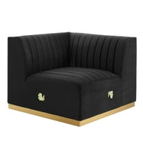 Modular Sofa Corner Chair, Gold Black, Velvet, French Living Lounge Cafe Lobby Hospitality Restaurant, Modern Contemporary Boutique HB33782