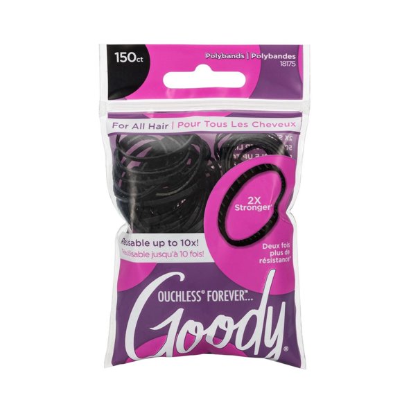 Goody Ouchless Black Polybands - 150 CT