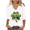 thumbnail image 2 of TrendVibe365 St Patricks Day Womens Plus Size Tops 3/4 Sleeve Loose Green with Crew Neck Polyester Casual St. Patricks Day Blouse Tops for Irish Themed Gifts 2XL, 2 of 4