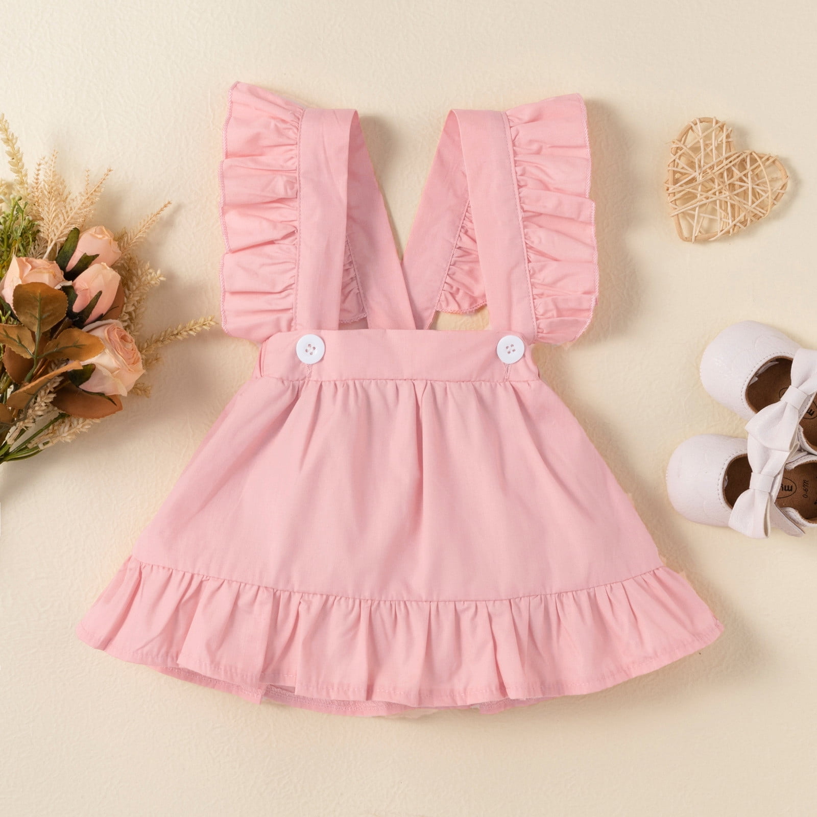 Looney Tunes 2pcs Baby Girl 95% Cotton Ruffle Short-sleeve Graphic Romper with Suspender Skirt/Pants Set