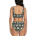 thumbnail image 3 of Kdxio Daisies Flowers Print Women's 2 Piece High Waisted Wrap Spaghetti Strap Summer Swimsuit Bikini Set-XX-Large, 3 of 7