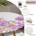 thumbnail image 3 of Pink Purple Spring Floral Round Tablecloth for 45-54 Inch Tables, Fitted Table Cover with Elastic Edge, Summer Flower Botanical Waterproof Outdoor Table Cloth Protector for Patio Garden Dinner Picnic, 3 of 9