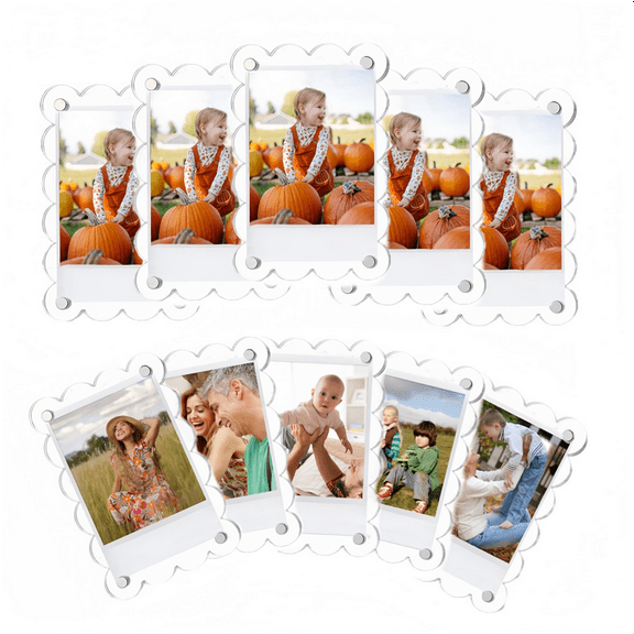 10 Pack 2.36 X 3.54 Inch Acrylic Fridge Magnetic Frame Scalloped, Double Sided Frame, Refrigerator Magnet Picture