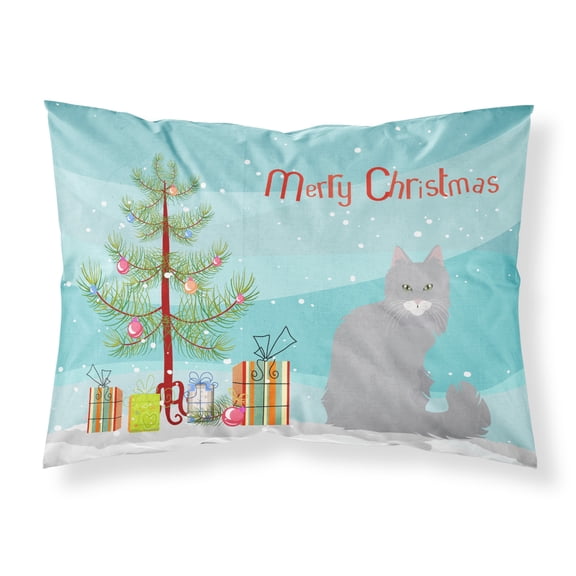 Norwegian Forest Cat Merry Christmas Fabric Standard Pillowcase