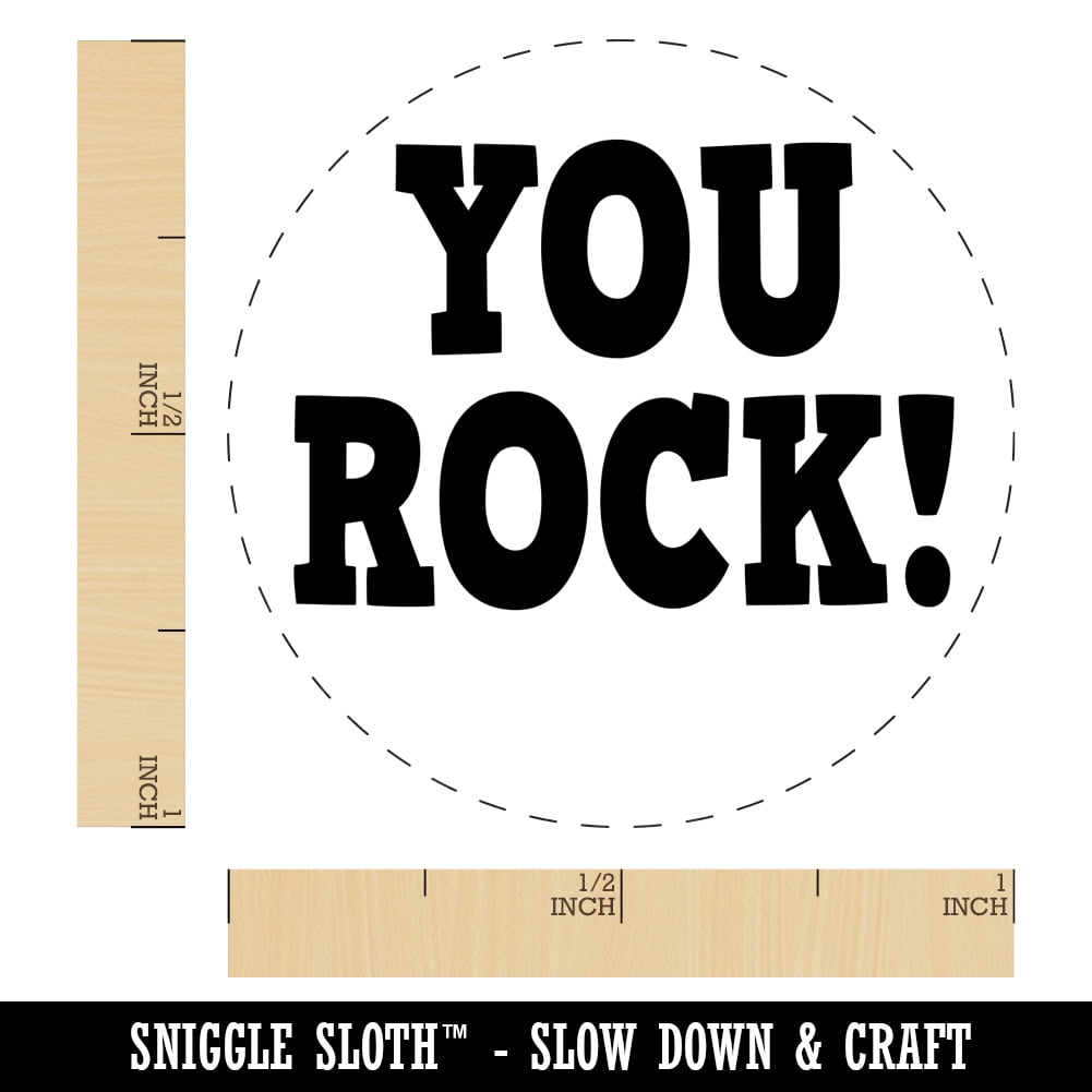 You Rock Teacher School Self-Inking Rubber Stamp Ink Stamper - Blue Ink - Medium 1 Inch