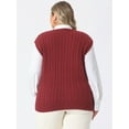 thumbnail image 4 of DARING DIVA Women's Plus V Neck Sleeveless Cable Knit Pullover Sweater Vest 1X Burgundy, 4 of 6