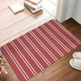 thumbnail image 4 of Rateoe Stripes Red White Pattern Flannel Door Mat Indoor Outdoor Entrance, Waterproof All-Weather Doormat,Fade Resistant, Low Profile Entryway Mat 16x24in, 4 of 7