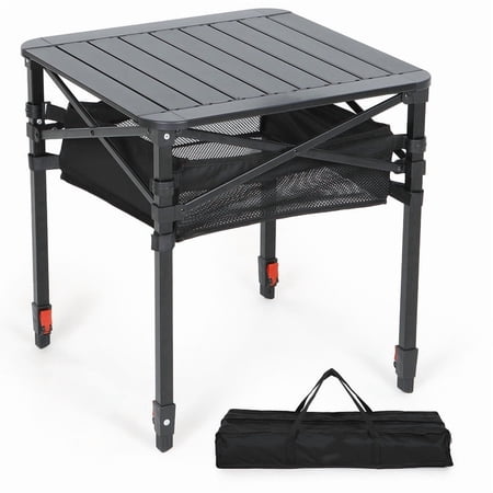 Adjustable Folding Camping Table with Roll-Up Top Lightweight Portable Design with Carry Bag for Outdoor Trips Picnics & Backyard Use (MEDIUM)