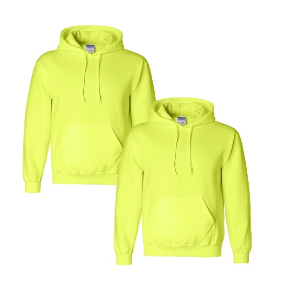 Gildan DryBlend® Safety Hoodie, Durable Work Sweatshirt, Pack of 2 Workwear, Safety Green, S