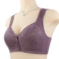 thumbnail image 5 of SMihono No Underwire Lace Bras for Women Sponge Cup Front Closure Bras for Seniors Plus Size Full Coverage Bras No Wire Bras Purple 20, 5 of 7