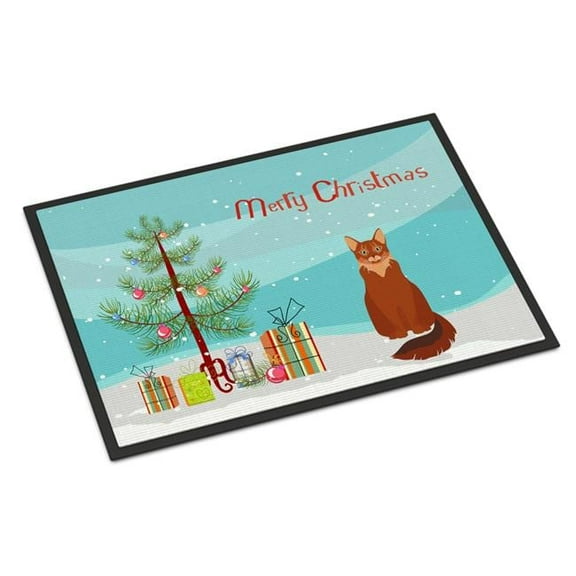 Carolines Treasures CK4799JMAT 24 x 36 in. Somali Cat Merry Christmas Indoor or Outdoor Mat