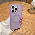 thumbnail image 3 of TECH CIRCLE Matte Case for Apple iPhone 14 6.1 inch (2022) ,Built in Magnet Compatible with MagSafe Charger,Anti-fall Translucent Frosted PC Magnetic Slim Fit TPU Border Phone Case,Purple, 3 of 9