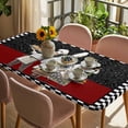 thumbnail image 3 of Chef Table Cloths for 4 Foot Rectangle Tables, Cartoon Cute Watercolor Cooking Black Plaid Patio Waterproof Elastic Fitted Tablecloths, Washable Rectangular Table Cover for Camping, 3 of 8