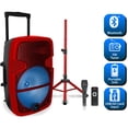 thumbnail image 3 of Technical Pro Bluetooth Loudspeaker 3000W 15 Inch Rechargeable Red Tripod Mic, 3 of 3