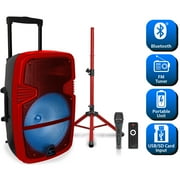 Technical Pro Bluetooth Loudspeaker 3000W 15 Inch Rechargeable Red Tripod Mic