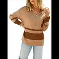 thumbnail image 1 of Suéter de Punto para Mujer, Suéter Extragrande con Media Cremallera y Larga, Sudadera con Capucha y Cremallera de un Cuarto, Otoño Caqui L, 1 of 10