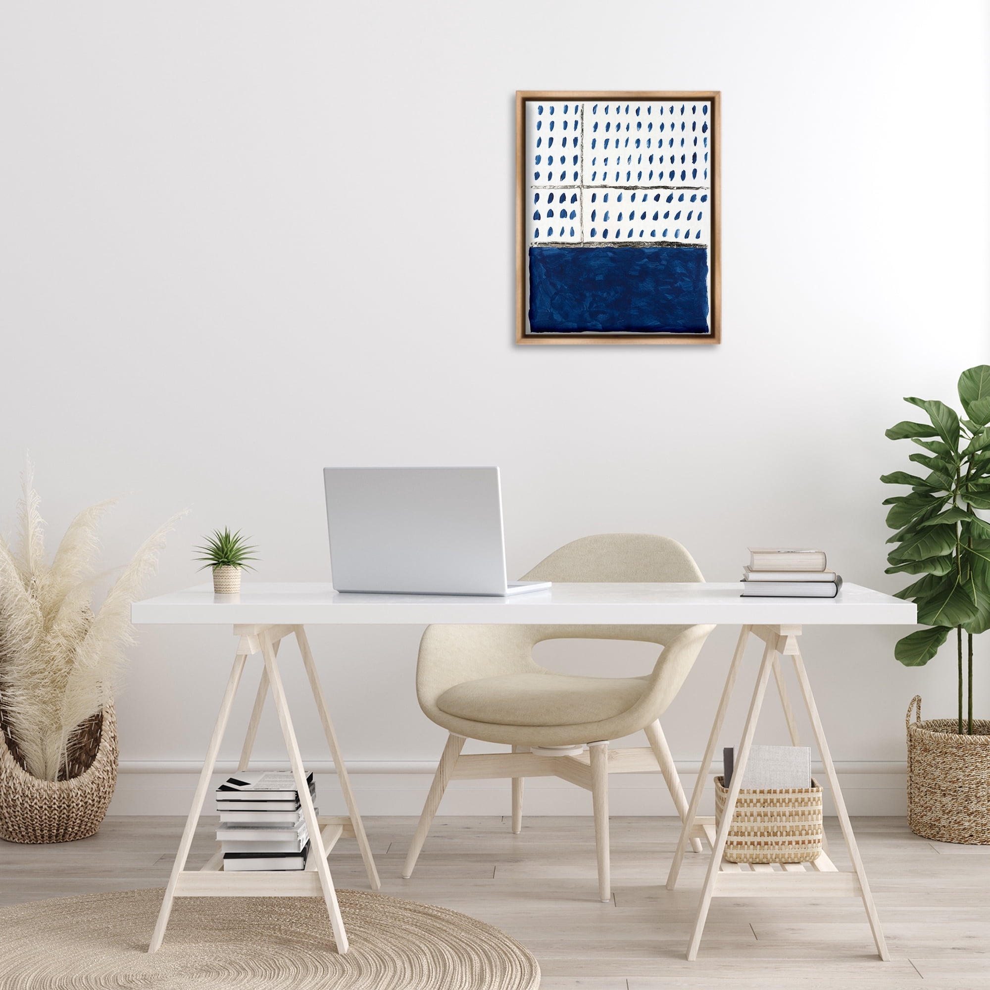 Stupell Industries Modern Dot Pattern Abstract Painting Brown Floater Framed Canvas Art Print Wall Art, 17 x 21
