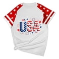 thumbnail image 3 of AGWOLF 4th of July Shirts for Women Funny American Flag Print Patriotic T shirts Cute Short Sleeve Tees Memorial Day Gifts Round Neck Blouses Tops Red S, 3 of 5