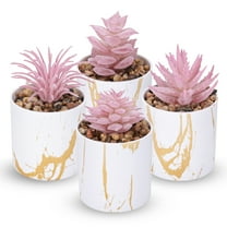 4 Packs Fake Succulents Plants Artificial Indoor for Pink Room Bathroom Decor Office Desk Accessories for Women