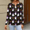 thumbnail image 4 of Trgacdwlo Womens Halloween Long Sleeve Tops Cat Pumpkin Print Fall Womens Henley Tops Ghost Graphic Spooky Pullover Shirts, 4 of 5