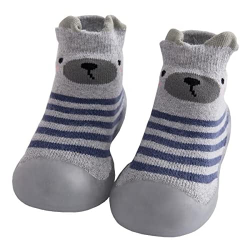 Babycare Toddler sock shoes baby boys girls Slippers shoes Baby Infant First Walking Shoes Rubber Sole Non-Skid Floor Slippers (Grey, MEDIUM, numeric_5_point_5)