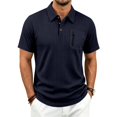 thumbnail image 2 of KLHDSF Men's Polo Shirts Short Sleeve Casual All Season Collar Shirts Soft Breathable Polo Tee Shirts Classic Golf Tops Navy L, 2 of 9
