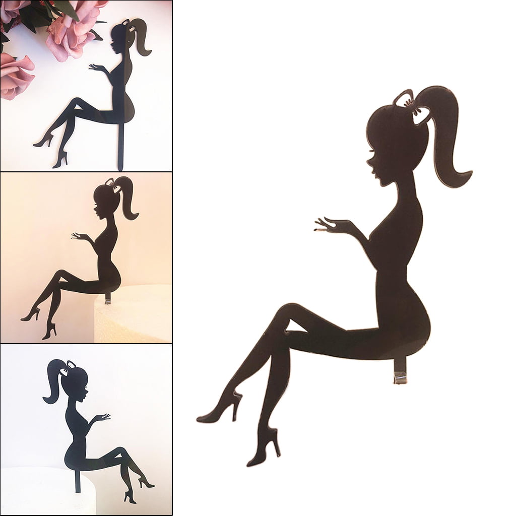 Details about   DIY High Heel Girl Lady Silhouette Wedding Birthday Cake Topper 