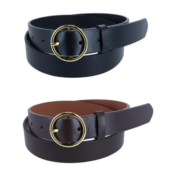 CTM  Thick Rounded Buckle Belt (Pack of 2) (Women)