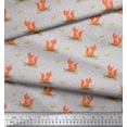 thumbnail image 3 of Soimoi Gray Cotton Voile Fabric Tribal Fox & Dots Printed Fabric 1 Yard 42 Inch Wide, 3 of 3