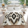 thumbnail image 3 of Abstract Weaving Pattern Flannel Blanket for Bed,Travel and Camping, Ethnic Style Retro Brown White Super Soft Cozy Blanket for All Seasons 40"x50", 3 of 7