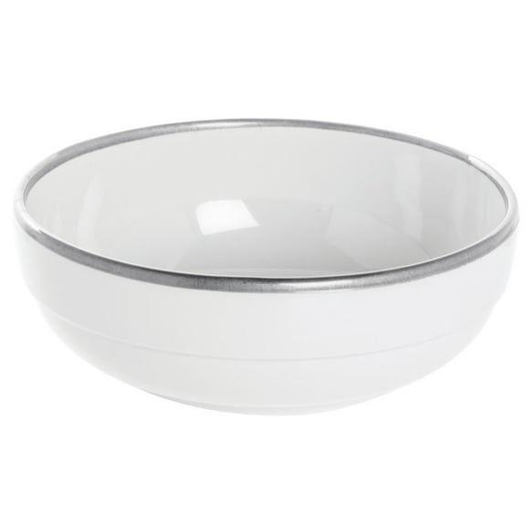 HUBERT® White Serving Bowl with Silver Trim - 7 7/10" Dia x 2 3/5" H