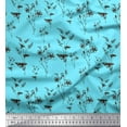 thumbnail image 1 of Soimoi Blue Moss Georgette Fabric Leaves & Flower Print Sewing Fabric Yard 42 Inch Wide, 1 of 1