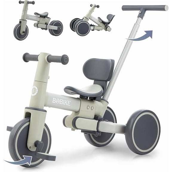 5-in-1 Tricycle, Toddler Bike, Tricycle with Push Handle and Backrest, Balance Bike with Easy Assembly
