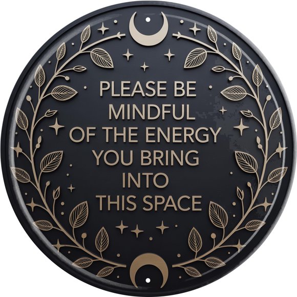 Awiszzz Mindful Energy Letrero De Metal De 8.0 X 8.0 In, Placa Inspiradora Redonda Para Decoración De Pared De Oficina, Regalo Positivo