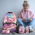 thumbnail image 2 of Pzuqiu Cherry Blossom Axolotl Kids Backpack Set of 4 School Bags for Girls Travel Bag with Adjustable Shoulder Strap 17 Inch Bookbag with Lunchbox Pencil Case Water Bottle Holder, 2 of 7