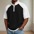 thumbnail image 2 of Men's Stand Collar T-Shirt, Sports Zipper Top Quick Dry Breathable, Short Sleeve Half Zip Athletic Fit, Moisture Wicking Stretch Fabric, Casual Gym Workout Running Golf | Zenithor,Black L, 2 of 6