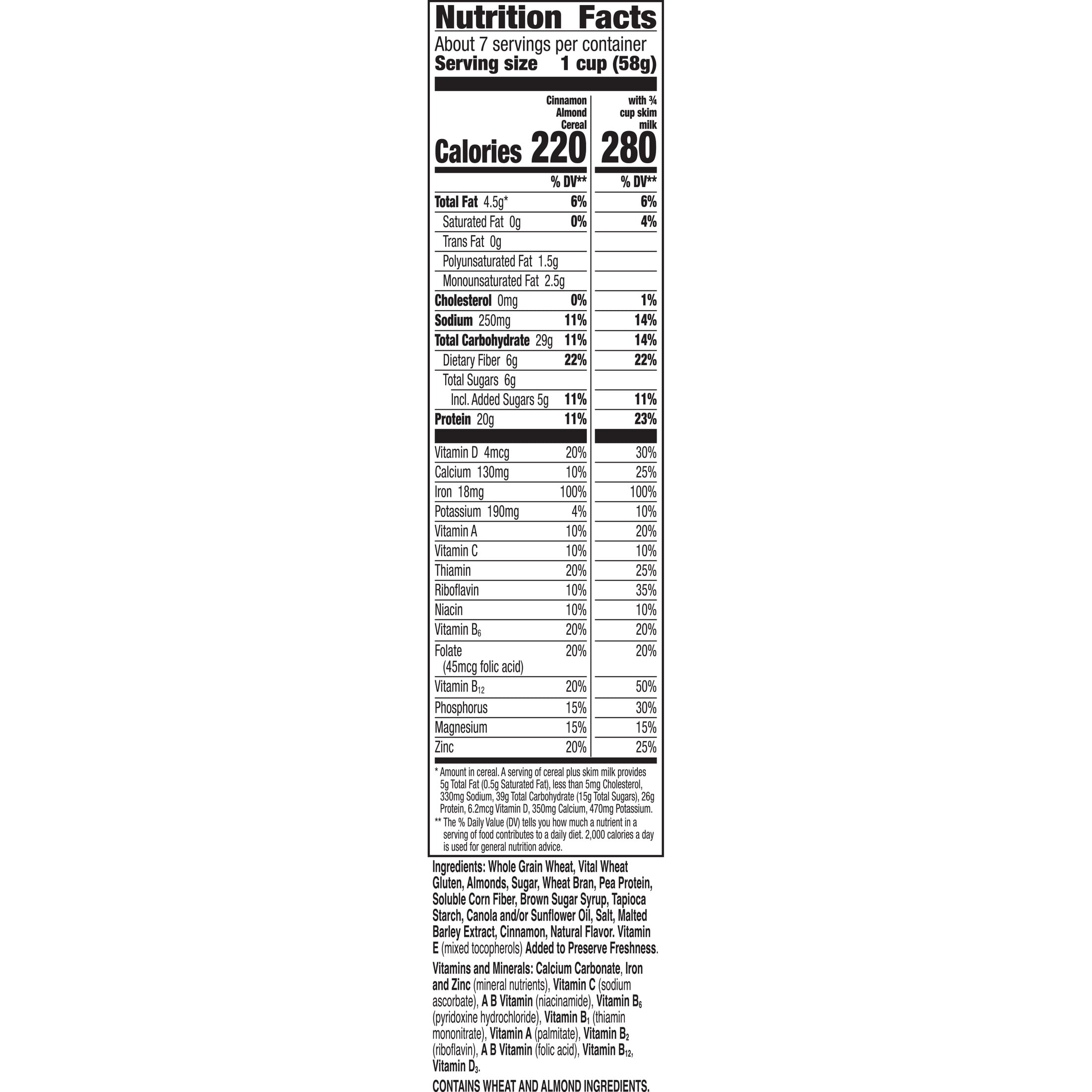 Ratio Protein Fiber Cinnamon Almond Cereal, 20g Protein, 15.4 oz