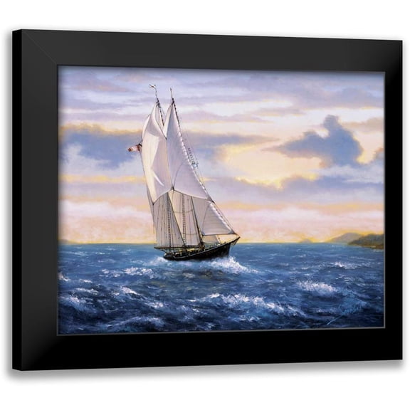 Sambataro 14x12 Black Modern Framed Museum Art Print Titled - East Wind Sails