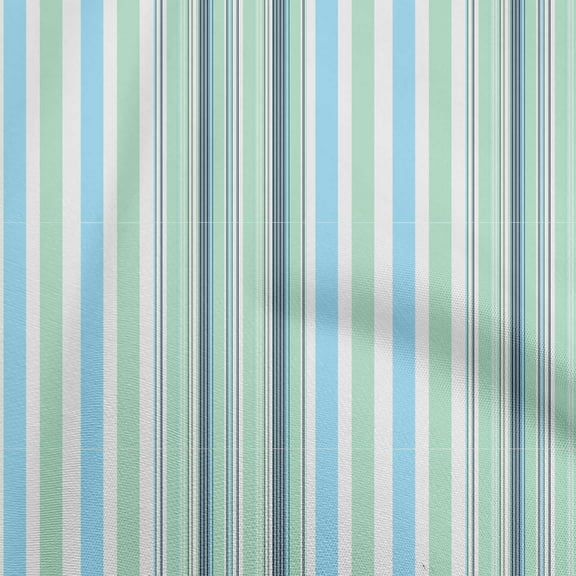 oneOone Cotton Silk Mint Green Fabric Stripes Sewing Material Print Fabric By The Yard 42 Inch Wide-3P